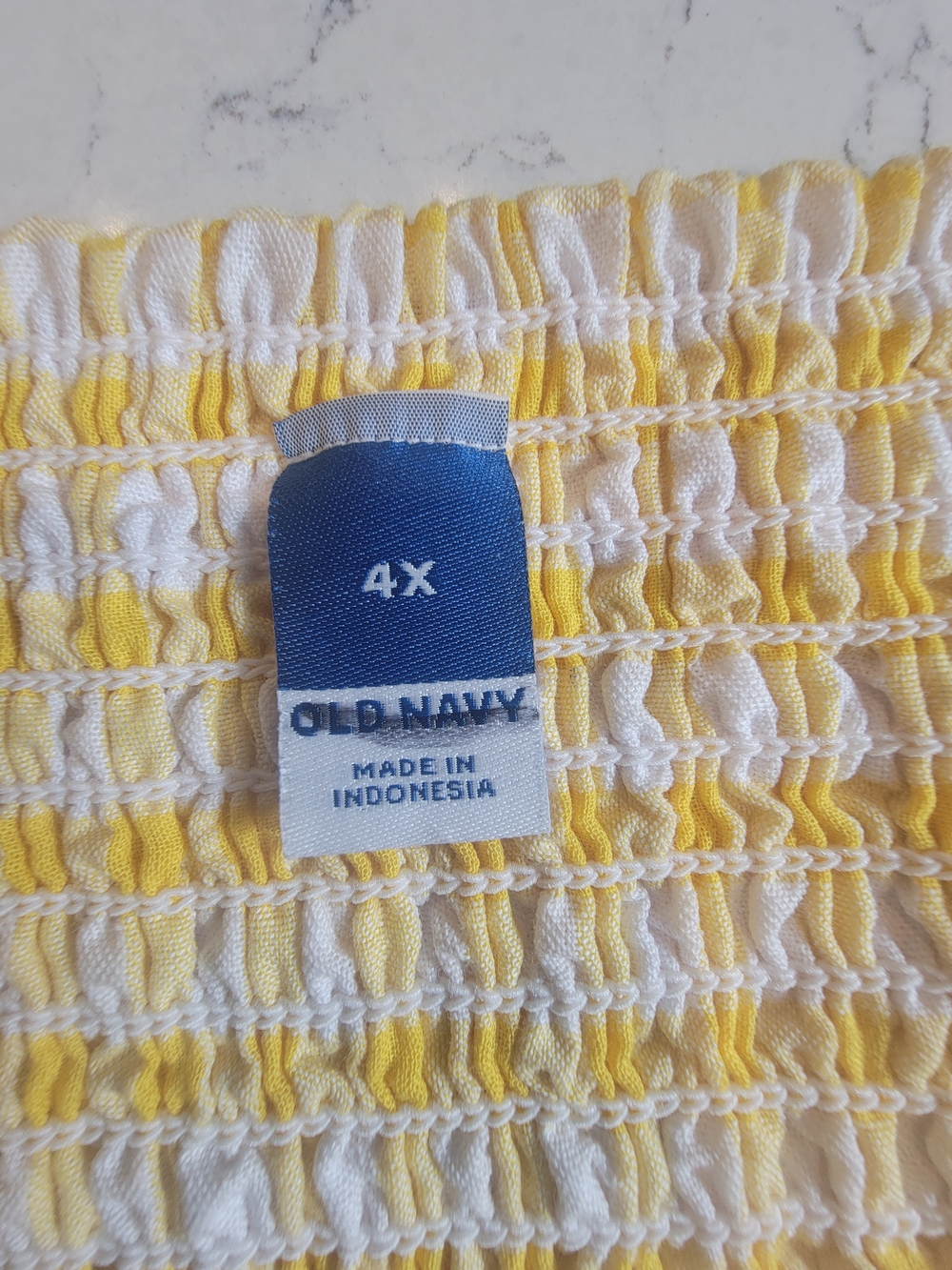 Old Navy Yellow Gingham Puff-Sleeve pickets Mini Dress summer seesucker - Picture 2 of 12